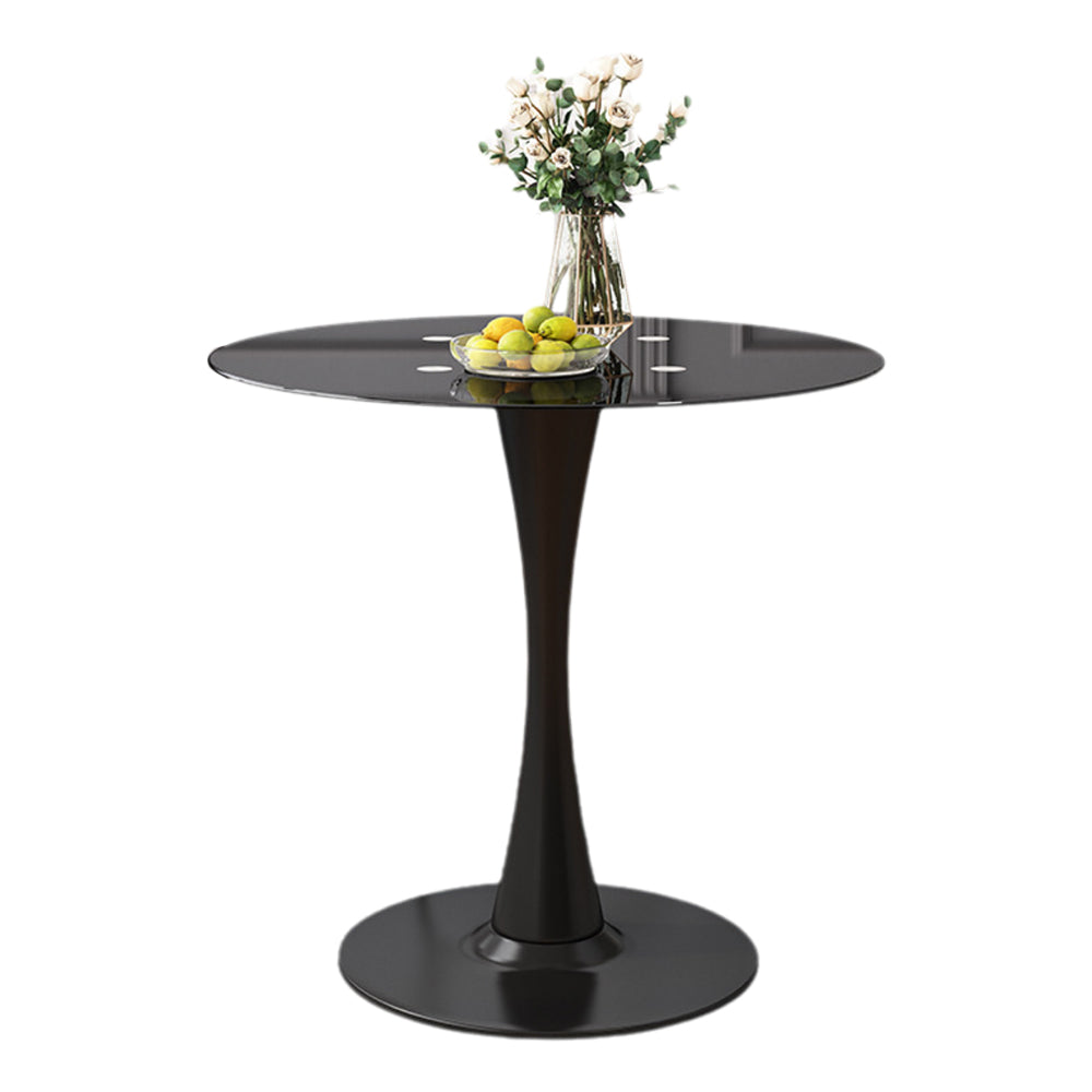 Mesa de comedor orbicular moderna con tablero vítreo 70CM