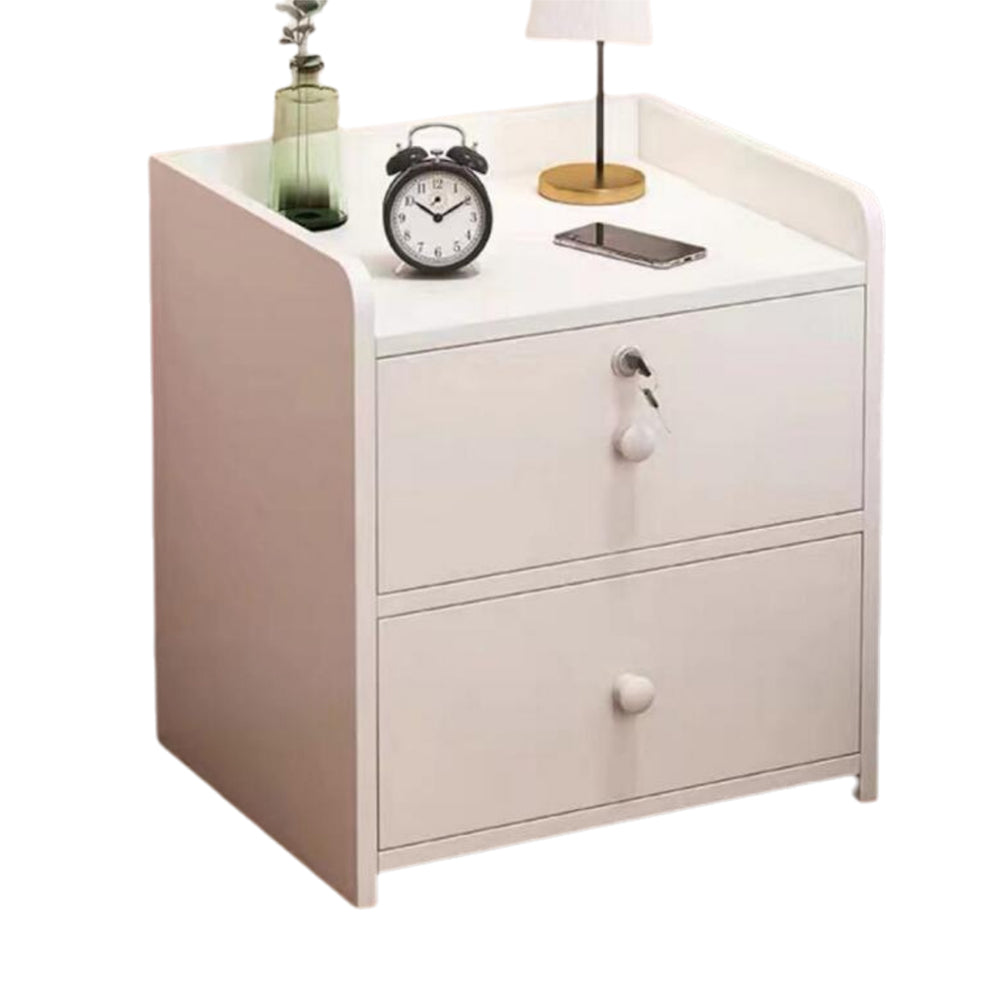 Mesita de noche de madera con 2 cajones cerradura 36cm
