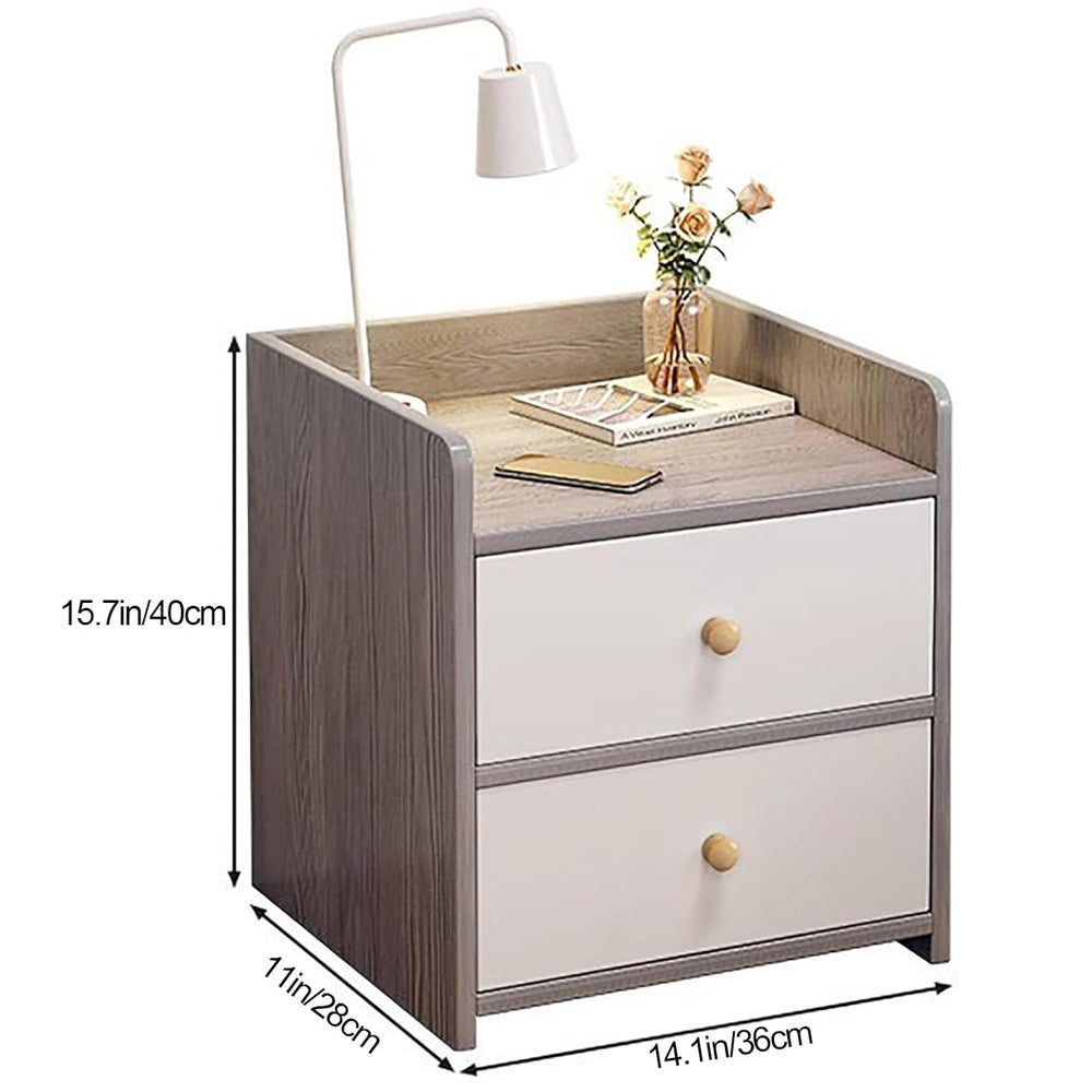 Mesita de noche de madera con 2 cajones cerradura 36cm