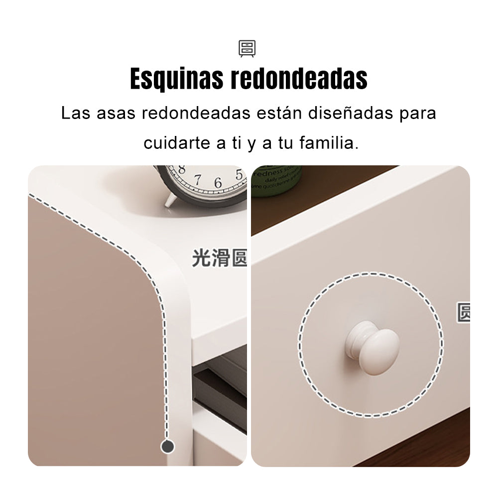 Mesita de noche de madera con 2 cajones cerradura 36cm