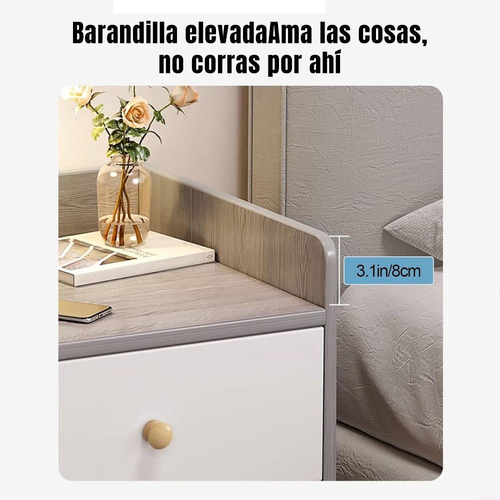 Mesita de noche de madera con 2 cajones cerradura 36cm