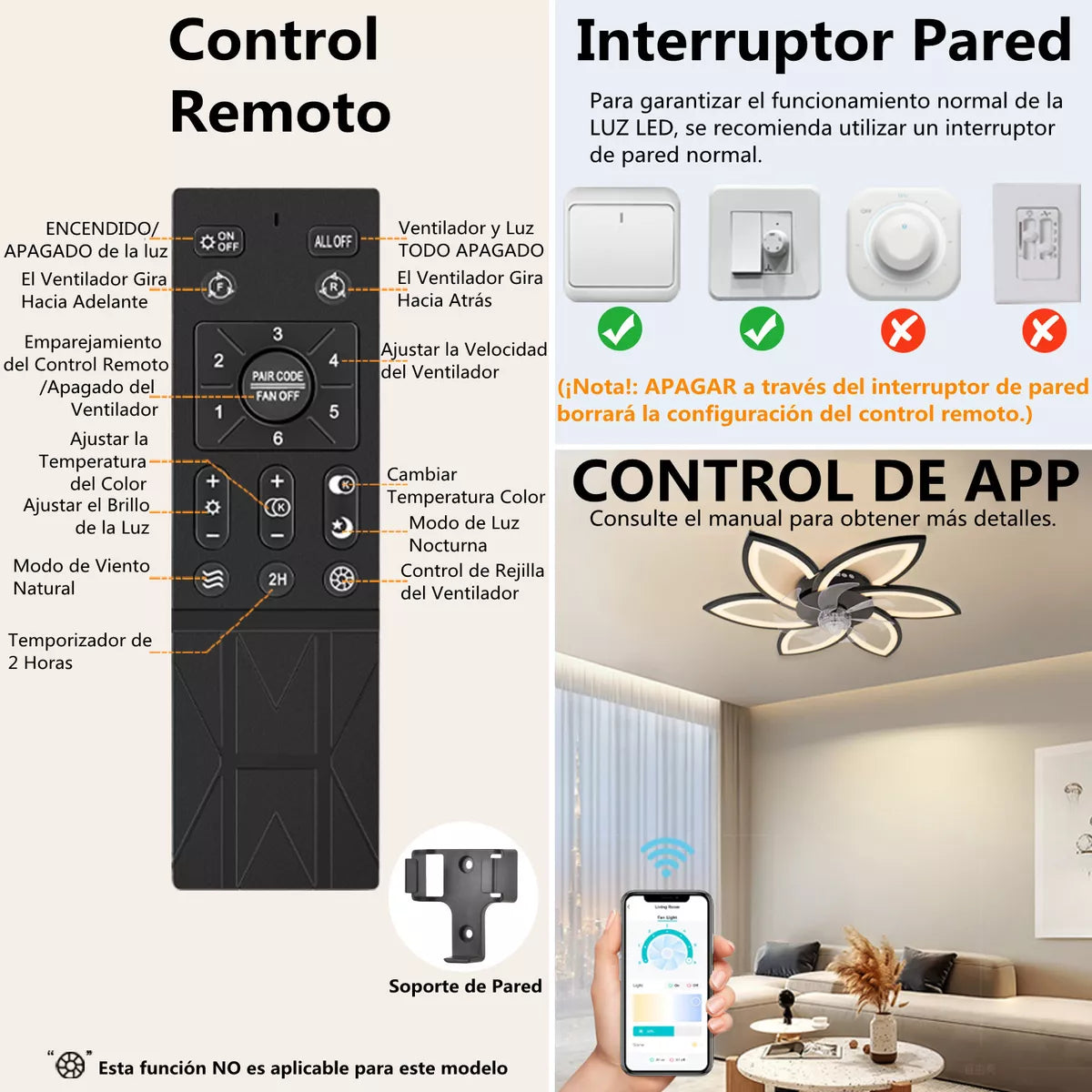 Wifi Lamparas De Lámpara Ventilador Techo Luz Abanico Modernos