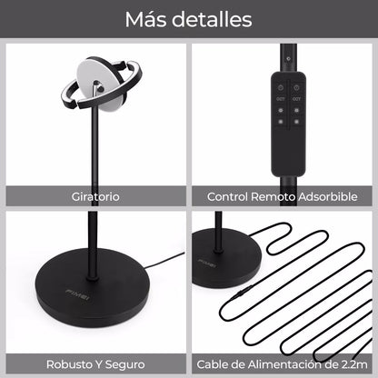 Lámpara Piso Led Aro Saturno Moderna Control Táctil Y Remoto