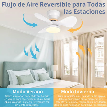 Ventilador De Lámpara Techo Mini Modernos Luz Control Remoto