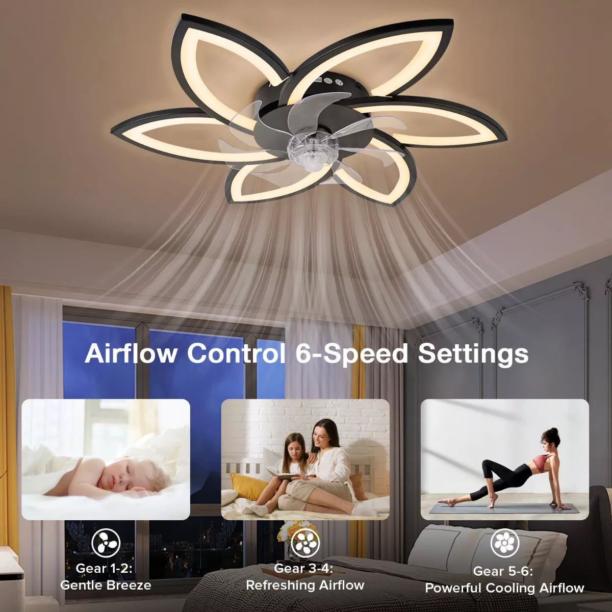 Wifi Lamparas De Lámpara Ventilador Techo Luz Abanico Modernos