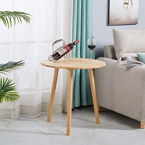 60CM Mesa auxiliar para sofá de sala de estar (Amarillo/Natural)