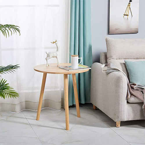 60CM Mesa auxiliar para sofá de sala de estar (Amarillo/Natural)