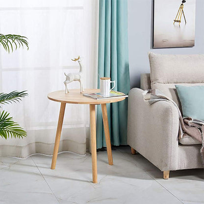 60CM Mesa auxiliar para sofá de sala de estar (Amarillo/Natural)