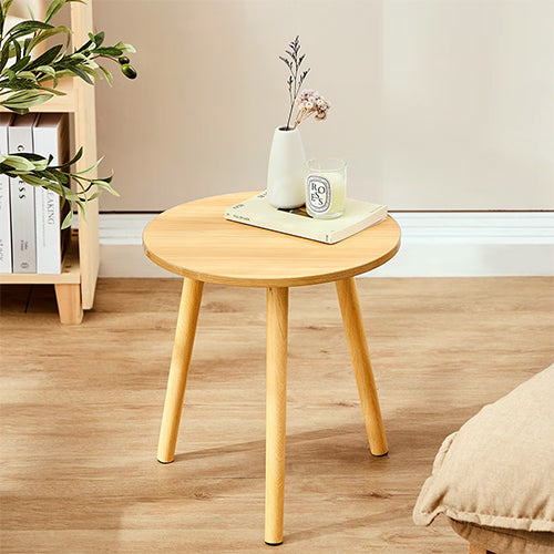 60CM Mesa auxiliar para sofá de sala de estar (Amarillo/Natural)